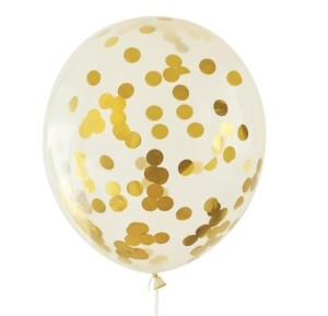 BALONY Z KONFETTI ZŁOTYM 30CM 5SZT