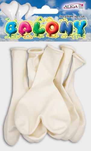 Balony serca białe 5szt