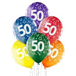 BALONY 50 URODZINY 30CM 6SZT