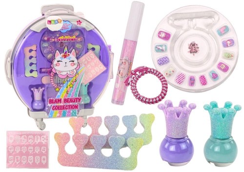 Zestaw kosmetyków w walizce fioletowy, Leantoys