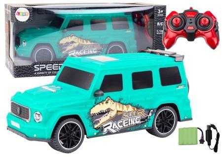 Auto R/C z dinozaurem 1:10 zielone, Leantoys