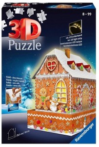 PUZZLE 3D 216 BUDYNKI NOCĄ: PIERNIKOWA CHATKA