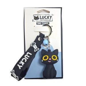 BRELOCZEK Z ZAWIESZKĄ 3D LUCKY THE BLACK CAT
