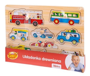 UKŁADANKA DREWNIANA POJAZDY, SMILY PLAY