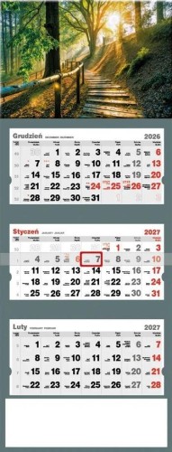 Kalendarz 2027 trójdzielny Ścieżka w lesie