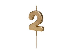 ŚWIECZKA URODZINOWA 2 ZŁOTA 4,5CM