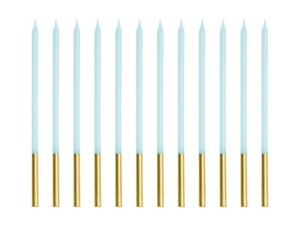 ŚWIECZKI URODZINOWE GŁADKIE BŁĘKITNE 14CM 12SZT