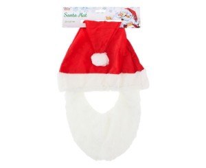 CZAPKA MIKOŁAJA Z BRODĄ 29X36CM