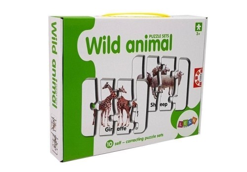 Puzzle edukacyjne dzikie zwierzęta 10el, Leantoys