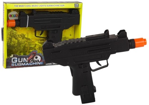 Pistolet czarny wibracje + dźwięk, Leantoys