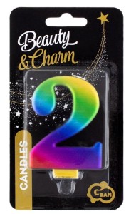 ŚWIECZKA CYFERKA 2 BEAUTY&CHARM GALAXY 8CM