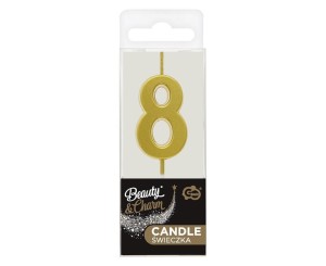ŚWIECZKA PIKER B&C CYFRA 8 METALICZNA ZŁOTA 9,5CM