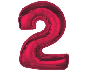 BALON FOLIOWY CYFRA 2 CZERWONA SMART 92CM