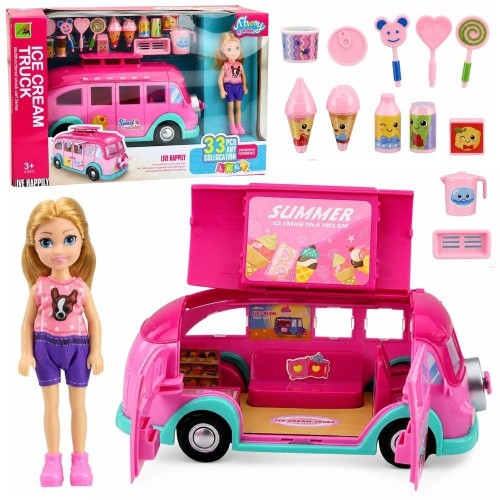 Lodziarnia food truck lalka + autko 33el, Leantoys