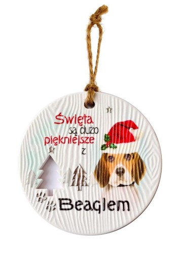 Zawieszka ceramiczna Boże Narodzenie Beagle