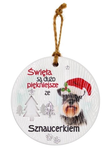 Zawieszka ceramiczna Boże Narodzenie Sznaucer