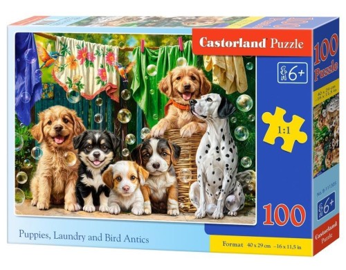 Puzzle 100 Puppies, Laundry and Bird Antics CASTOR