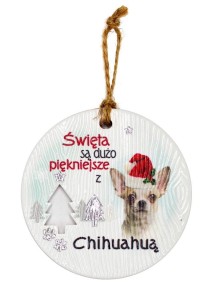 ZAWIESZKA CERAMICZNA BOŻE NARODZENIE CHIHUAHUA