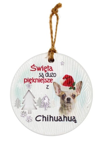 Zawieszka ceramiczna Boże Narodzenie Chihuahua