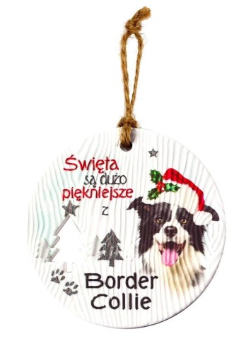 Zawieszka ceramiczna Boże Narodzenie Border Collie