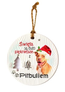 ZAWIESZKA CERAMICZNA BOŻE NARODZENIE PITBULL