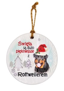 ZAWIESZKA CERAMICZNA BOŻE NARODZENIE ROTTWEILER