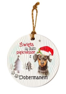 ZAWIESZKA CERAMICZNA BOŻE NARODZENIE DOBERMAN