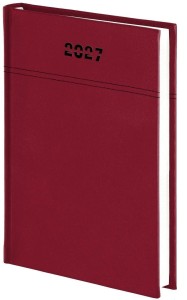 KALENDARZ 2027 A5 DZIENNY WELUR BORDO