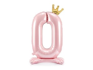 STOJĄCY BALON FOLIOWY CYFRA 0 84CM JASNY RÓŻ