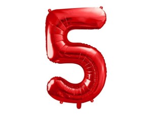 BALON FOLIOWY CYFRA 5 86CM CZERWONY