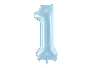 BALON FOLIOWY CYFRA 1 86CM JASNY NIEBIESKI