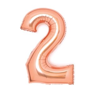 BALON FOLIOWY CYFRA 2 RÓŻOWE ZŁOTO 51X66CM