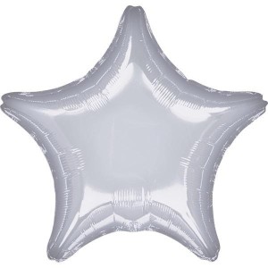 BALON FOLIOWY METALIK SREBRNY GWIAZDA LUZEM 48CM