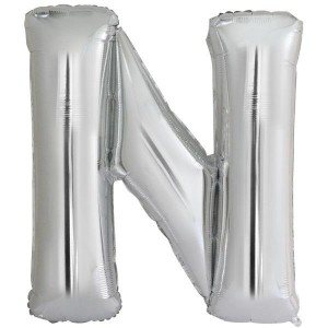 BALON FOLIOWY LITERA N SREBRNA 79X86CM