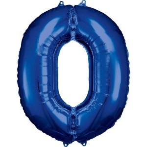 BALON FOLIOWY CYFRA 0 NIEBIESKA 70X86CM