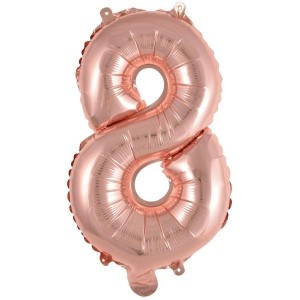 BALON FOLIOWY MINI CYFRA 8 RÓŻOWE ZŁOTO 29X40CM