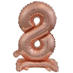 BALON FOLIOWY MINI CYFRA 8 NA STOJAKU RÓŻOWE ZŁOTO