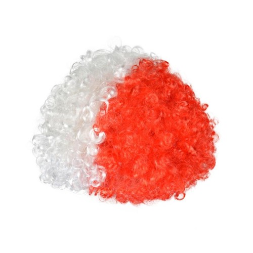 Peruka Afro Biało-Czerwoni