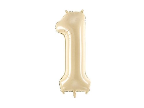 Balon foliowy cyfra 1 72cm beż