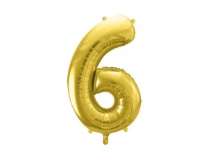 BALON FOLIOWY CYFRA 6 72CM JASNY ZŁOTY
