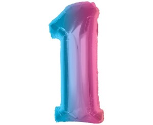 BALON FOLIOWY CYFRA 1 TĘCZOWA SMART 92CM