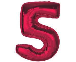 BALON FOLIOWY CYFRA 5 CZERWONA SMART 92CM