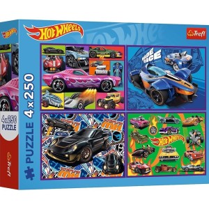 PUZZLE 4X250 WYŚCIGOWE AUTA TREFL, TREFL