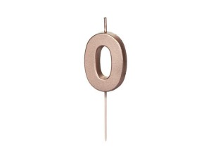 ŚWIECZKA URODZINOWA CYFRA 0 RÓŻOWE ZŁOTO 4,5CM