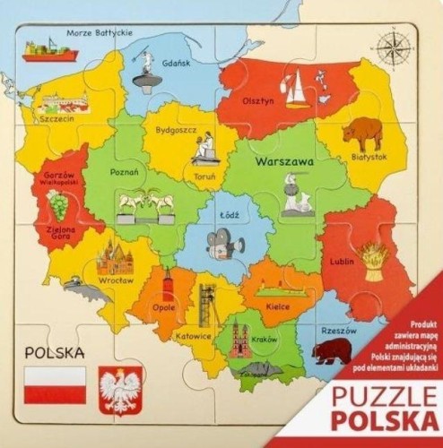 Puzzle Mapa drewniane 25x25cm, Daffi