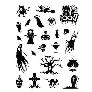 TATUAŻE ZMYWALNE HALLOWEEN 23SZT BIAŁO-CZARNE