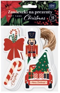 ZAWIESZKI NA PREZENT 12SZT CHRISTMAS