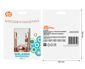GIRLANDA PAPIEROWA WIECZÓR PANIEŃSKI RÓŻOWA 1,8M