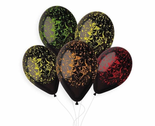 Balony Gemar Hel Marble czarne 33cm 5szt
