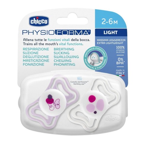 Smoczek PhysioForma Light różowy 2-6m 2szt, Chicco